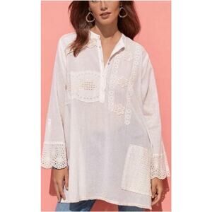 Johnny Was Kit Patchwork Tunic in Natural White size XXL (NWT) P2P 26’ /34’